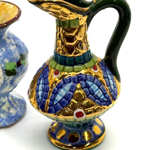 Vintage Mixed Lot of 3 Vases From Italy 3"-4" Vases Handpainted,Numbered & Signe - Picture 4 of 9